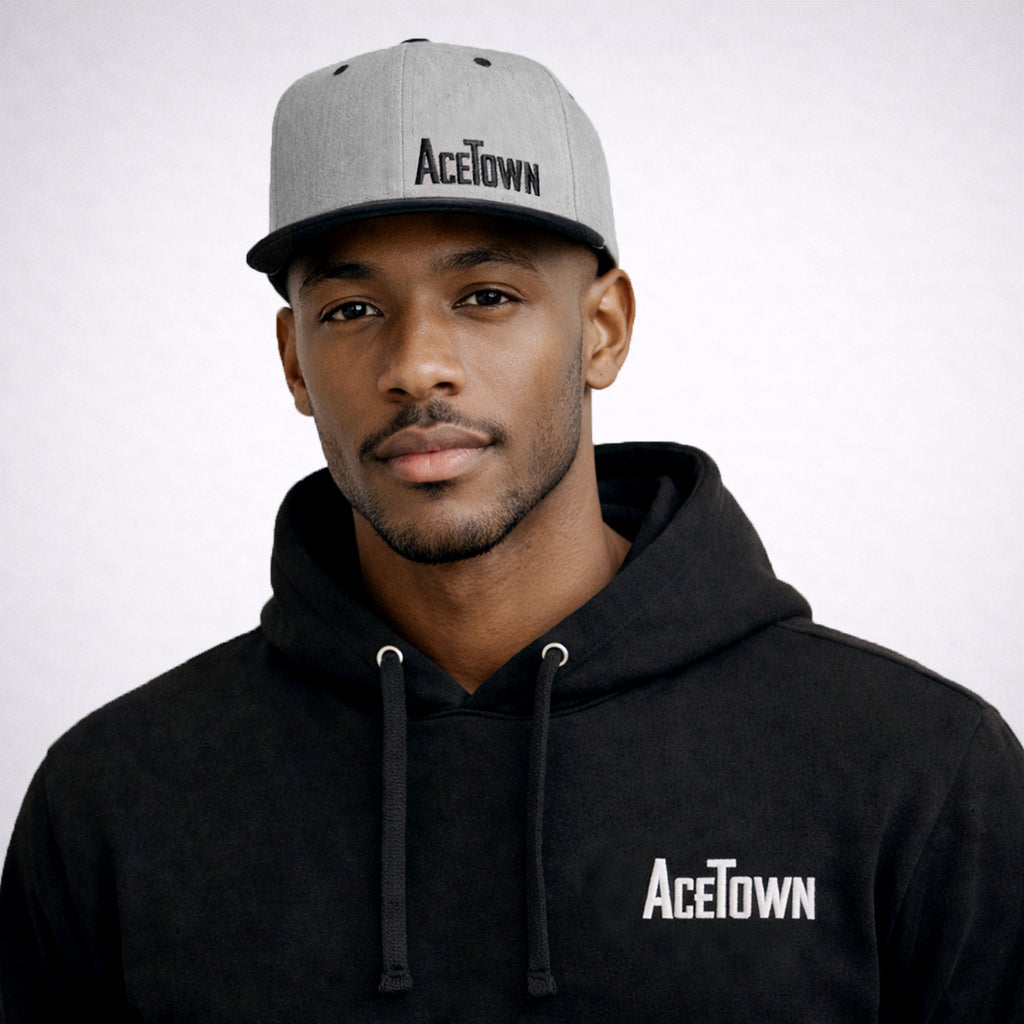 Acetown Corner Logo Flat Bill Snapback - Black Logo