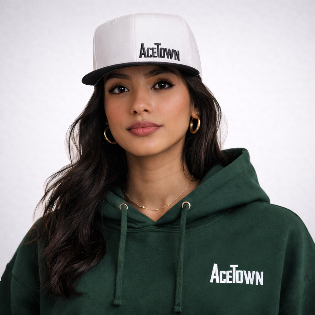 Acetown Corner Logo Flat Bill Snapback - Black Logo